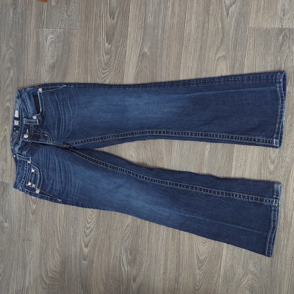 Like New Miss Me Rhinestone Studded Dark Jeans 28x31 easy boot - Picture 6 of 10
